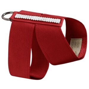 Susan Lanci Designs Giltmore Crystals Tinkie Dog Harness, Red Ultrasuede